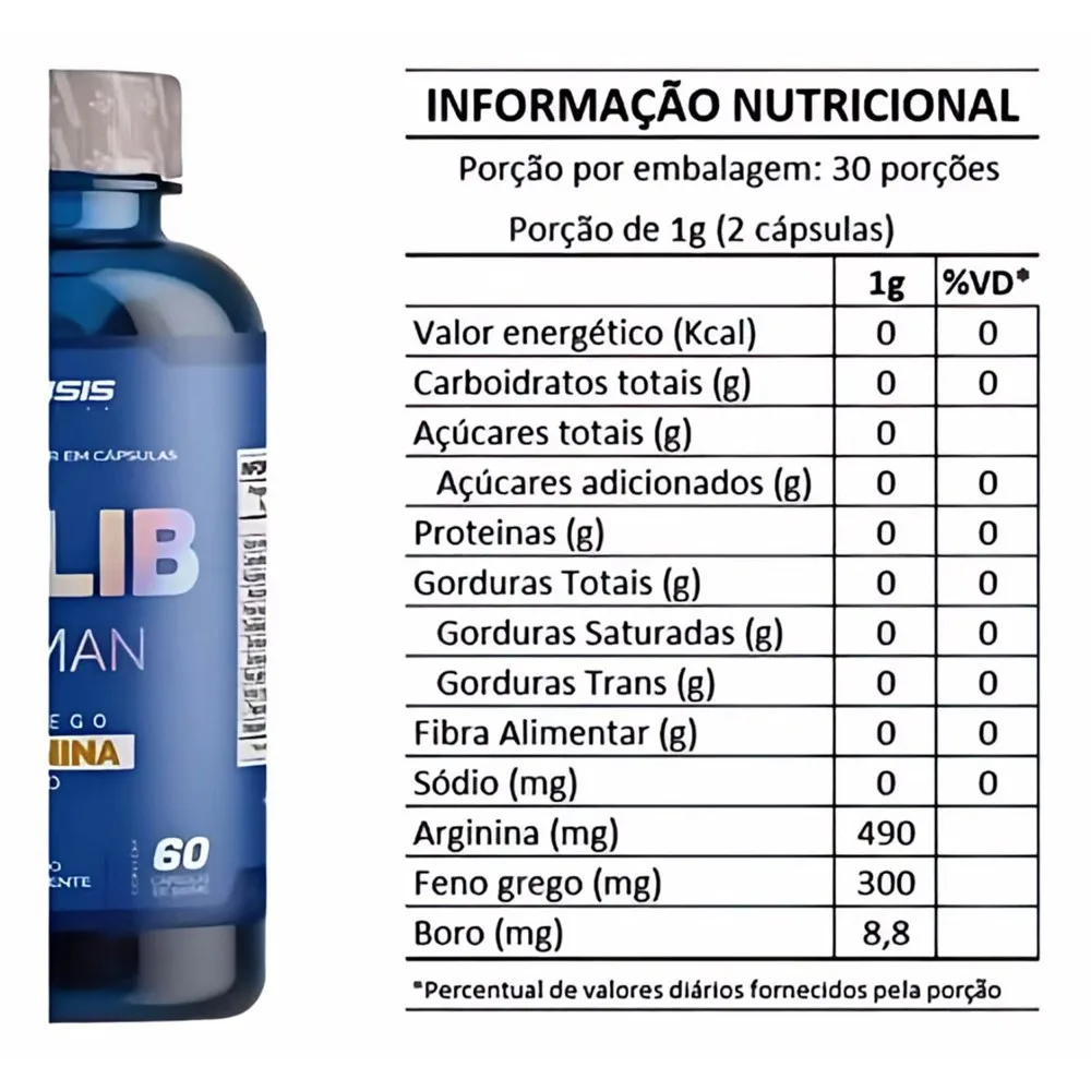 Informação nutricional do LongLib Pro Man